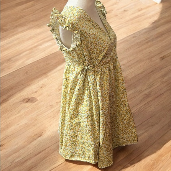 Tea Collection Yellow Green Ruffled Wrap Sundress Girls size 16 - Picture 2 of 6